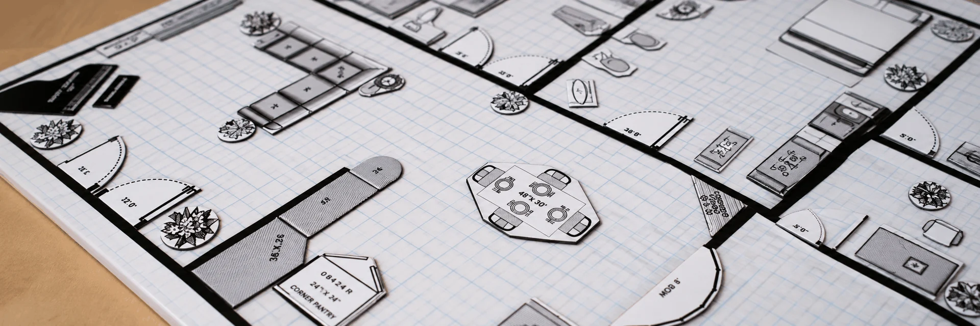 A detailed furniture layout on The Board