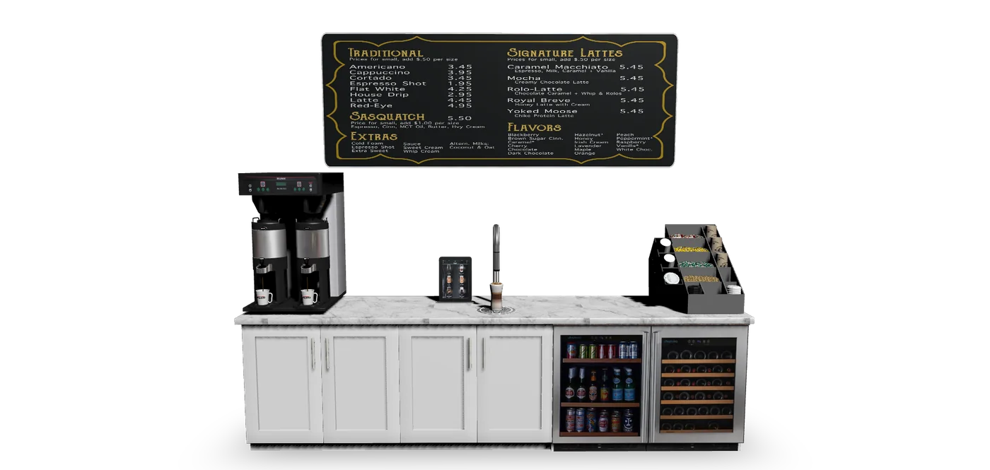 A breakroom drinks station