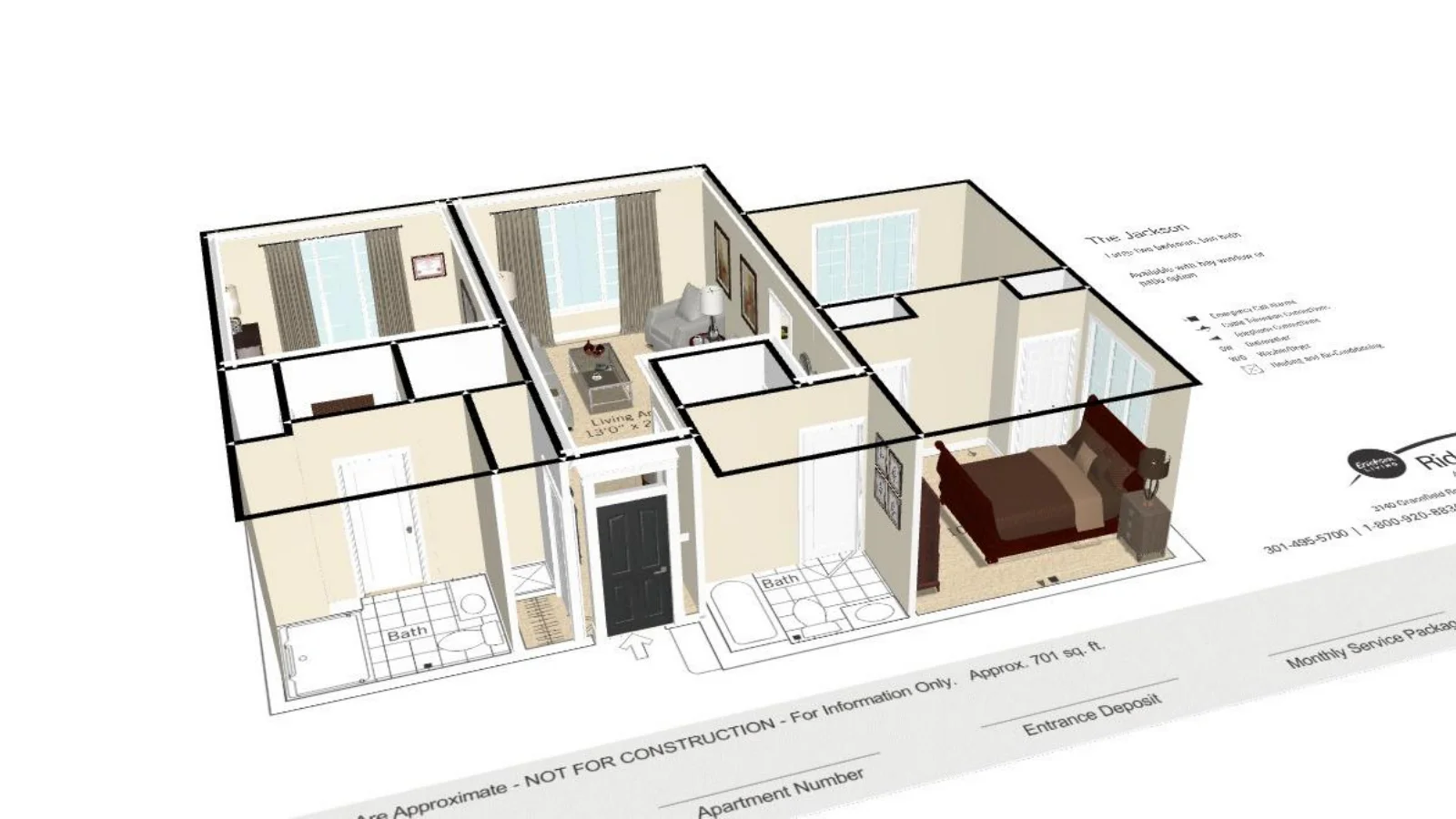 3D layout with room divisions